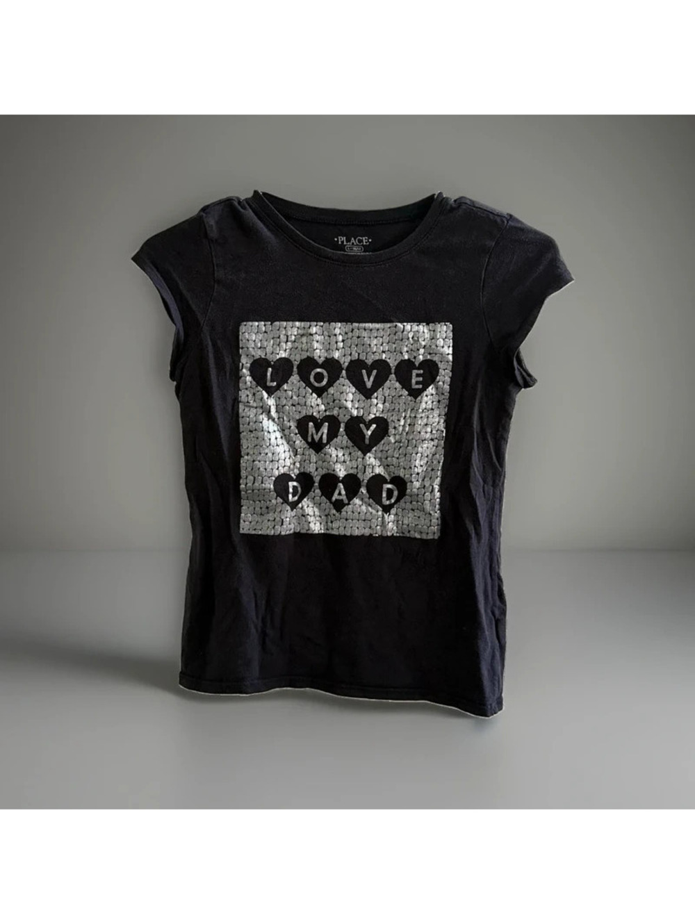 The Children’s Place Love My Dad Graphic Tee Black Girls Youth Large 10-12